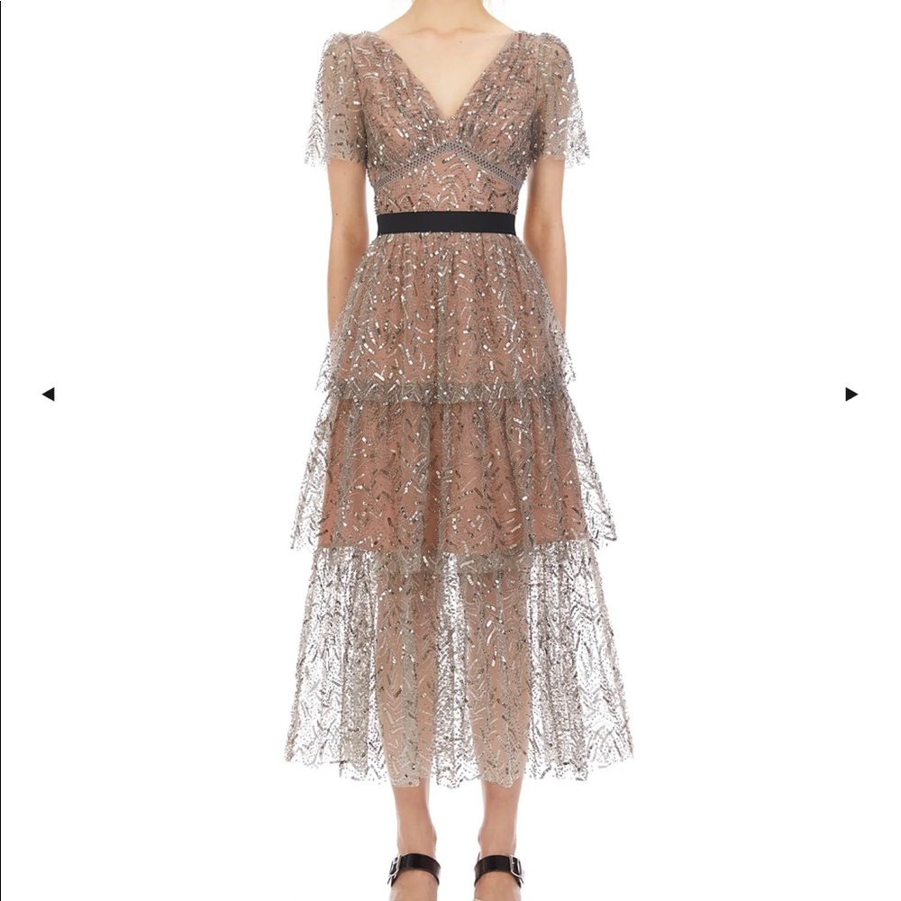 NEW Self portrait
Leaf sequin Midi Dress